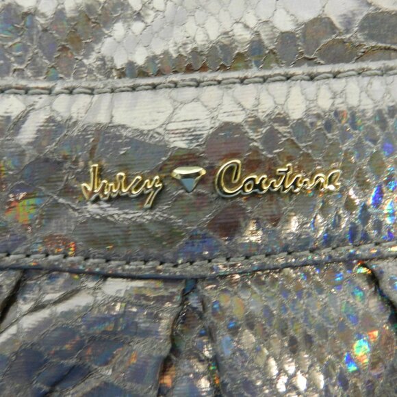 Juicy Couture snake embossed faux leather wristlet purse pouch metallic zip top - Picture 5 of 12